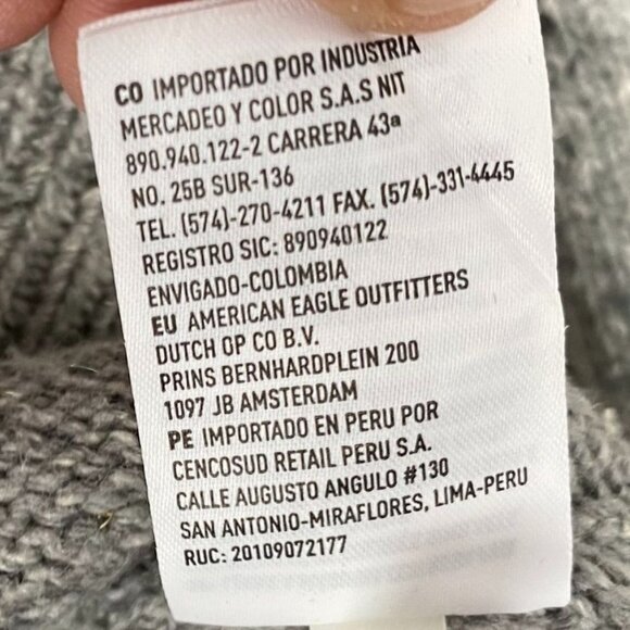 American Eagle Outfitters Men's Sweater S Gray Speckled Crewneck Cotton/Wool Ble - Picture 7 of 12